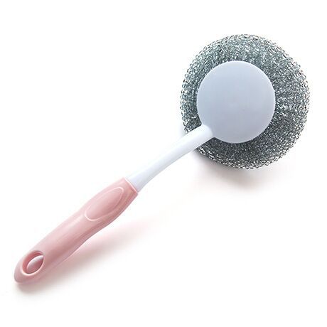 Household kitchen hanging cleaning brush long handled wire ball brush to remove oil wash pot scrub wash dishes brush